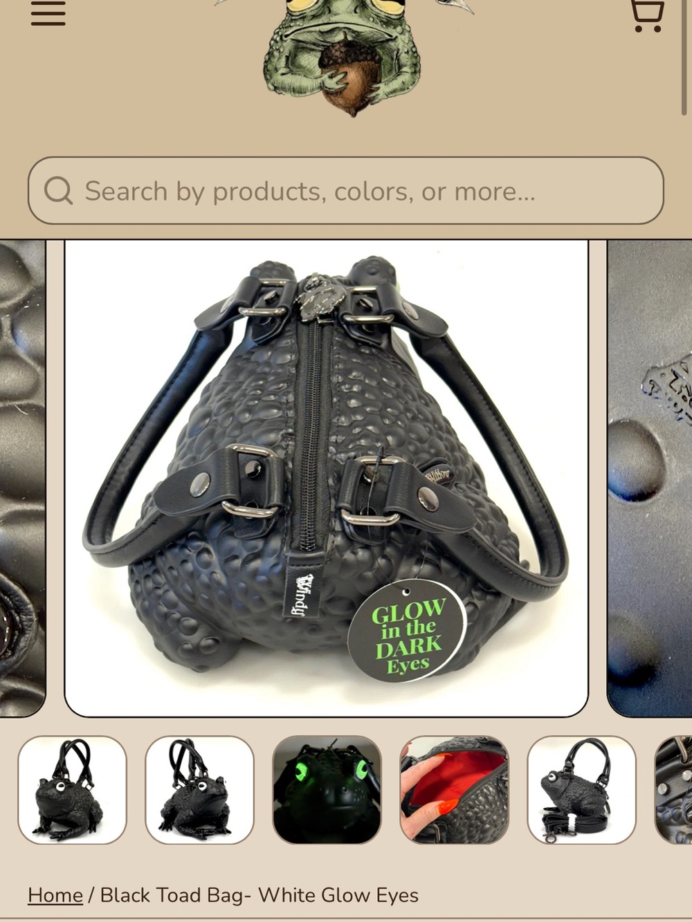Novelty Black Frog Purse Windy Willow NWT glow in the dark eyes - Picture 4 of 6